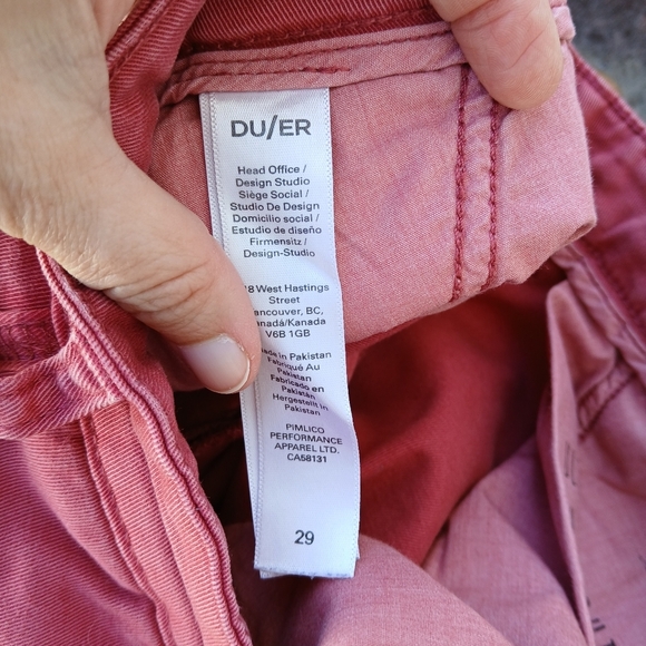 DU/ER Shorts Slim Fit Red Pink Size 29 - Picture 11 of 11